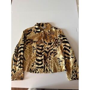 Shana K Animal‎ Print Button Down Long Sleeve Top